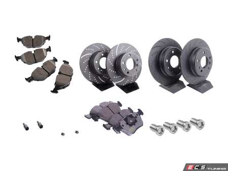ES#2739140 - 34111160936KT4 - Front & Rear Sport Brake Service Kit - Featuring EBC Sport Brake Rotors and Hawk HPS Pads - Assembled By ECS - BMW