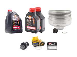 ES#3138746 - 009390ECS07KT1 -  Oil Service Kit - With Magnetic Drain Plug & Polished Aluminum Oil Filter Housing - Featuring polished billet aluminum filter housing! Includes Mann oil filter and Motul 5w-40 oil. - Assembled By ECS - Volkswagen