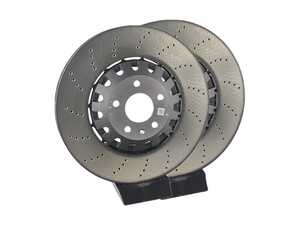 ES#3610525 - 4m0615301amKT -  Front Cross-Drilled Brake Rotors - Pair (375x35mm) - Restore the stopping power in your RS5! - Genuine Volkswagen Audi - Audi