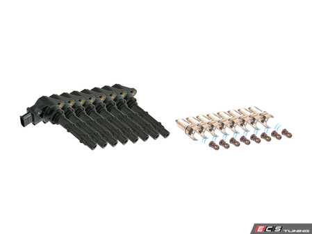ES#4745286 - 2729060060KT9 - Ignition Service Kit  - Set of eight Bosch plugs and URO ignition coils for Mercedes M273 V8 engines. - Assembled By ECS - Mercedes Benz
