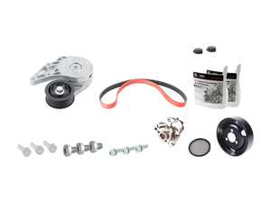 ES#4698388 - 021198002KKT - Water Pump Replacement Kit With ECS Performance Kevlar Reinforced Belt - Our Red Kevlar accessory Belts are both an aesthetic improvement and a performance alternative to a traditional belt. - Assembled By ECS - Volkswagen