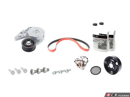 ES#4698388 - 021198002KKT - Water Pump Replacement Kit With ECS Performance Kevlar Reinforced Belt - Our Red Kevlar accessory Belts are both an aesthetic improvement and a performance alternative to a traditional belt. - Assembled By ECS - Volkswagen