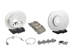 Front & Rear Brake Service Kit - JCW Dimpled Front Rotors