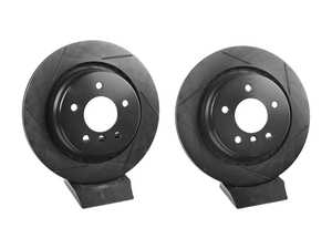 ES#4669059 - 34212227177-S - Rear V5 Slotted Brake Rotors - Set (312x20) - Precision manufactured for consistent stopping power during high performance driving. Featuring a matte black zinc coating for corrosion protection. - ECS - BMW