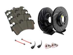 ES#2986580 - 7L6698302KKT8 - Performance Front Brake Service Kit - Featuring EBC GD Series Dimpled & Slotted rotors and ECS EP24 "Enthusiast Performance" pads. - Assembled By ECS - Audi