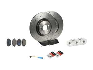 ES#5388448 - 2534230000KT4 - Rear Brake Service Kit (360 X 26 mm) - Featuring Brembo rotors, Hella pads, and wear sensors - Assembled By ECS - Mercedes Benz