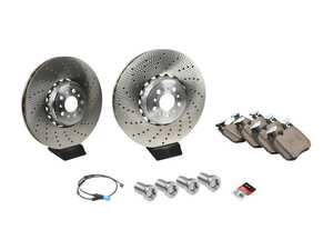 ES#4817809 - 34118054825KT - Front Brake Service Kit - Includes front rotors, pads, wear sensors, and associated hardware. - Assembled By ECS - BMW