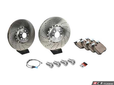 ES#4817809 - 34118054825KT - Front Brake Service Kit - Includes front rotors, pads, wear sensors, and associated hardware. - Assembled By ECS - BMW