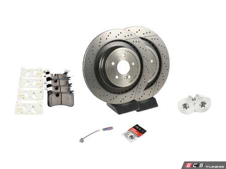 ES#4643579 - 2124230412KT12 - Rear Brake Service Kit - Featuring Brembo rotors, and Brembo Ceramic pads - Assembled By ECS - Mercedes Benz