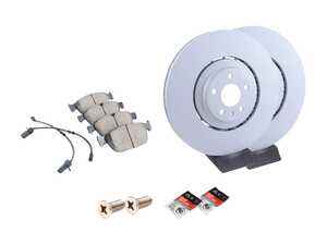ES#5425443 - 4H0615301AN2KT - Front Brake Service Kit - Featuring SHW Performance rotors and Akebono pads with wear sensors - Assembled By ECS - Audi