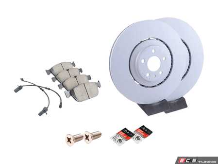 ES#5425443 - 4H0615301AN2KT - Front Brake Service Kit - Featuring SHW Performance rotors and Akebono pads with wear sensors - Assembled By ECS - Audi