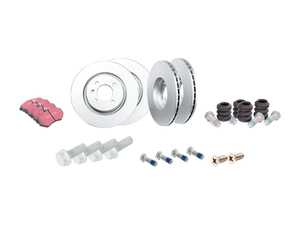 ES#3522091 - 535615301KT5 -  Front Brake Service Kit  - Featuring EBC Ultimax pads and Meyle rotors - Assembled By ECS - Volkswagen
