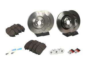 ES#4830747 - 167421080107aKT - Front & Rear Brake Service Kit - Featuring Dynamic Friction Front/Fremax Rear Rotors and, Akebono/Powerstop Ceramic Brake Pads - Assembled By ECS - Mercedes Benz
