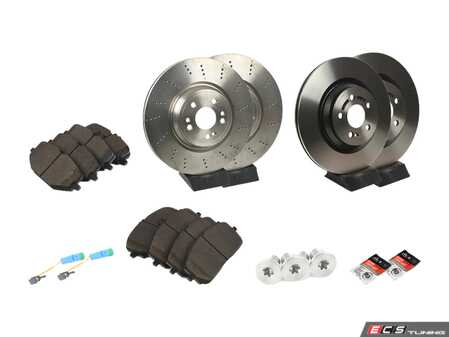 ES#4830747 - 167421080107aKT - Front & Rear Brake Service Kit - Featuring Dynamic Friction Front/Fremax Rear Rotors and, Akebono/Powerstop Ceramic Brake Pads - Assembled By ECS - Mercedes Benz