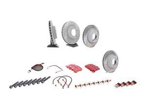 ES#2598614 - 99635140904PEKT1 - Performance Front & Rear Brake Service Kit - Featuring Sebro slotted rotors and EBC RedStuff brake pads - Assembled By ECS - Porsche