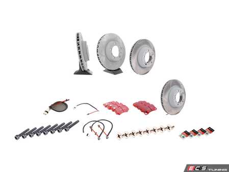 ES#2598614 - 99635140904PEKT1 - Performance Front & Rear Brake Service Kit - Featuring Sebro slotted rotors and EBC RedStuff brake pads - Assembled By ECS - Porsche