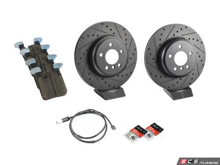 ES#4775928 - 34206894382pKT - Performance Rear Brake Service Kit - Featuring ECS V5 brake rotors & ECS EP24 "Enthusiast Performance" brake pads. - Assembled By ECS - BMW