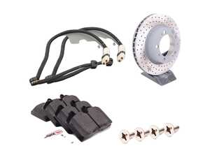 ES#2619461 - 95135104102FPKT2 - Performance Front Brake Service Kit - Featuring Sebro cross-drilled rotors and Hawk HPS brake pads - Assembled By ECS - Porsche