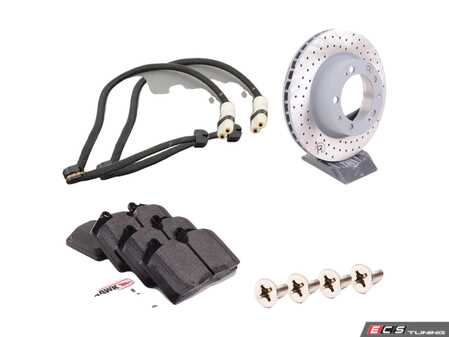 ES#2619461 - 95135104102FPKT2 - Performance Front Brake Service Kit - Featuring Sebro cross-drilled rotors and Hawk HPS brake pads - Assembled By ECS - Porsche