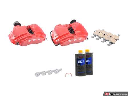 ES#3709362 - 8s0615107hKT - Brake Caliper Upgrade Kit - TTS 4 piston brake upgrade - Red - Assembled By ECS - Audi Volkswagen