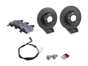 ES#4680043 - 34116854998XSKT - Performance Front Brake Service Kit - Drilled & Slotted - Featuring ECS V5 Performance Drilled & Slotted Brake Rotors and ECS EP24 Enthusiast Performance Pads - Assembled By ECS - BMW