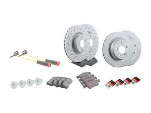 ES#3184145 - 0004211512KT4 - Front & Rear Brake Service Kit - Featuring Zimmerman coated rotors, Textar pads, Bowa sensors and Febi rotor screws - Assembled By ECS - Mercedes Benz