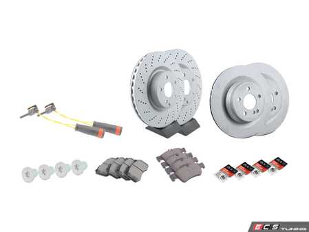 ES#3184145 - 0004211512KT4 - Front & Rear Brake Service Kit - Featuring Zimmerman coated rotors, Textar pads, Bowa sensors and Febi rotor screws - Assembled By ECS - Mercedes Benz