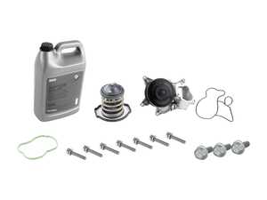 ES#4818393 - 11518516205KT - Water Pump & Thermostat Replacement Kit - Featuring an OE Graf water pump, MAHLE thermostat, and associated installation hardware. - Assembled By ECS - BMW