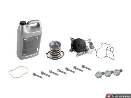 ES#4818393 - 11518516205KT - Water Pump & Thermostat Replacement Kit - Featuring an OE Graf water pump, MAHLE thermostat, and associated installation hardware. - Assembled By ECS - BMW