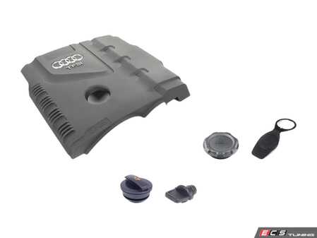 ES#3690267 - 06c103485nkt2KT1 - Engine Bay Refresh Kit  - Restore your vehicles engine bay with a new engine cover, oil and coolant cap! - Assembled By ECS - Audi