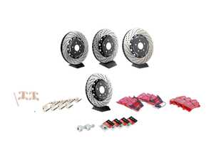 ES#4820177 - 003975ECS02A01KT - Performance Front & Rear Brake Service Kit - Featuring ECS 2-Piece rotors and EBC Redstuff brake pads - Assembled By ECS - Audi