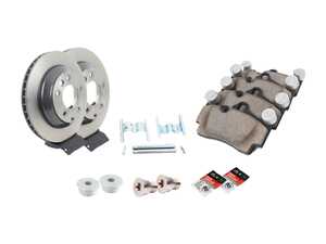 ES#4656930 - 7L8698601CKT1 - Rear Brake Service Kit - Featuring Brembo rotors and ECS DD23 Daily Driver ceramic pads - Assembled By ECS - Audi Volkswagen Porsche