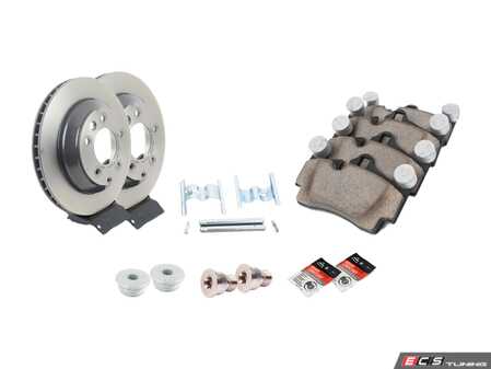ES#4656930 - 7L8698601CKT1 - Rear Brake Service Kit - Featuring Brembo rotors and ECS DD23 Daily Driver ceramic pads - Assembled By ECS - Audi Volkswagen Porsche