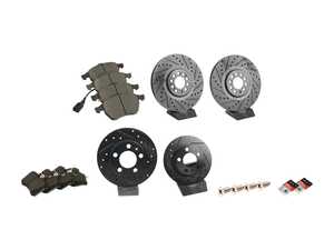 ES#2681161 - 8L0301XSGMKT1 - Front & Rear Performance Brake Service Kit - Featuring ECS V5 Drilled & Slotted rotors and ECS EP24 Enthusiast Performance pads - Assembled By ECS - Audi