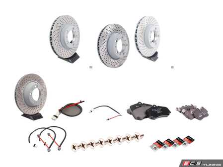 ES#2598357 - 99635140904OEKT - Front & Rear Brake Service Kit - Featuring Sebro rotors and Textar brake pads - Assembled By ECS - Porsche