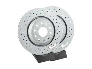 ES#4830198 - 1K0615601NCDDSKT - Rear Drilled Brake Rotors - Pair (310x22) - Restore the stopping power in your vehicle - Zimmermann - Audi Volkswagen