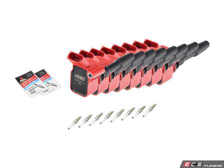 ES#4686061 - 002540LCA10KT - ECS Performance Ignition Service Kit - Includes 8 Red ECS performance coil packs and APR spark plugs to service your ignition system - Assembled By ECS - Audi