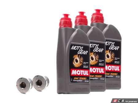 ES#3648432 - n10037105KT6 - Manual Transmission Service Kit - Featuring 3 Quarts of Motul 75w90 manual transmission fluid & OEM Drain & Fill Plugs to service your transmission. M22x1.5 - Assembled By ECS - Audi
