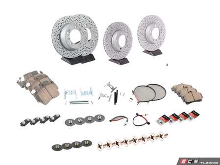 ES#4656823 - 99635140601KT1 - Front & Rear Brake Service Kit - Featuring Zimmerman rotors, and Akebono Euro Ceramic pads - Assembled By ECS - Porsche