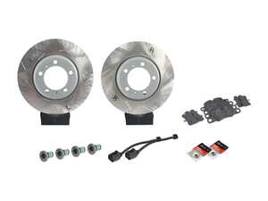 ES#3675505 - 97035240300KT3 - Rear Brake Service Kit - Featuring Sebro Coated Rotors and TRW Ceramic Brake Pads - Assembled By ECS - Porsche