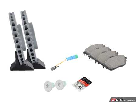 ES#3678593 - 246421261207KT5 - CLA250 Front Brake Service Kit - Featuring Zimmermann Coated Rotors and Zimmermann Brake Pads - Assembled By ECS - Mercedes Benz