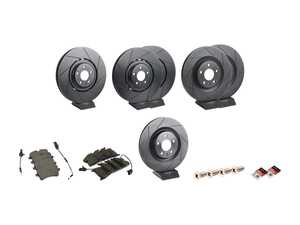 ES#4818720 - 4H0615301AN-S2KT - Performance V5 Slotted Front And Rear Brake Service Kit  - Featuring ECS V5 Slotted rotors and ECS EP24 Enthusiast Performance pads - Assembled By ECS - Audi