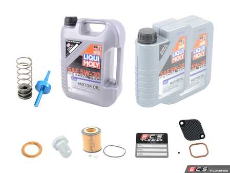 ES#4765756 - 090766ECS09KT - High-Performance Oil Thermostat Service Kit - Includes low-temperature oil thermostat, anodized aluminum cover, and Liqui Moly Special-Tec LL oil service kit! - Assembled By ECS - BMW