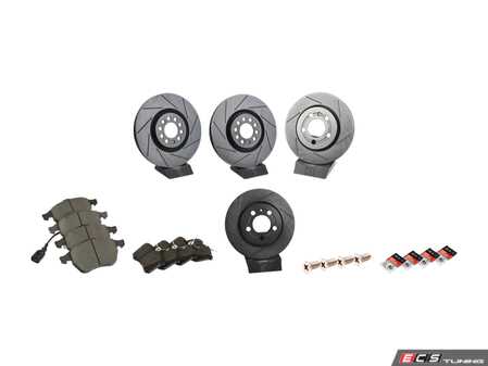 ES#4820235 - 8L0615301-SKT - Perfromance Front & Rear Brake Service Kit - Featuring ECS V5 Slotted Rotors and ECS EP24 "Enthusiast Performance" brake pads. - Assembled By ECS - Audi