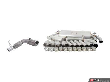 ES#2918047 - SSXAU381KT5 - Turboback Exhaust System - Resonated - Valved - 3" Large bore downpipe with Hi-Flow Sports cat and 3" stainless steel cat-back with quad 100mm Titanium tips - Milltek Sport - Audi