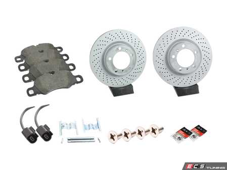 ES#4656964 - 99735140201KT3 - Front Brake Service Kit - Featuring Zimmerman rotors, and Textar pads - Assembled By ECS - Porsche