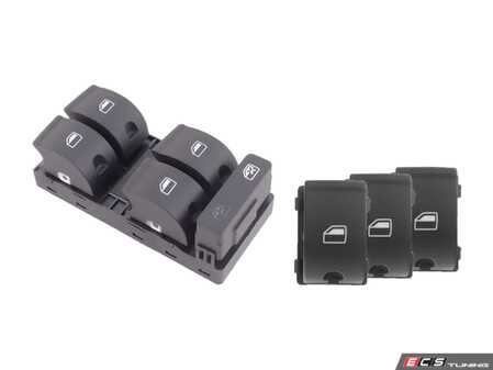 ES#2823086 - 8E0959855A5PRKT3 - Window Switch Kit - Sabre (Black) - Includes all four interior window switches - Vemo - Audi