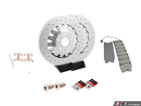 ES#5425432 - 8V0615301R8KT - Front Brake Service Kit (370x34) - Features SHW Performance rotors, Brembo pads and everything else needed to service your brakes - Assembled By ECS - Audi