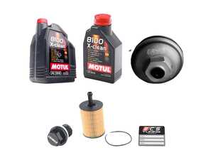 ES#2804769 - 004673ECS01KT3 -  Oil Service Kit - With Magnetic Drain Plug & Silver Aluminum Oil Filter Housing - Featuring silver billet aluminum filter housing! Includes oil filter and Motul 5w-40 oil. - Assembled By ECS - Volkswagen