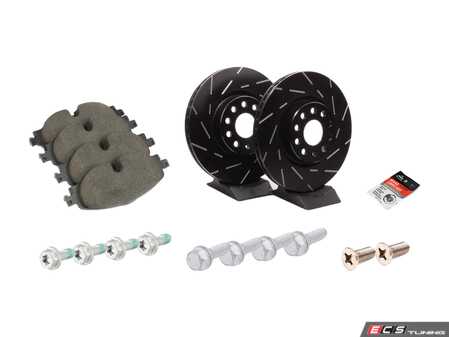 ES#2848981 - 5qd698151frKT -  Front Brake Service Kit (312x25) - Featuring EBC slotted rotors and ECS EP24 "Enthusiast Performance" pads. - Assembled By ECS - Volkswagen